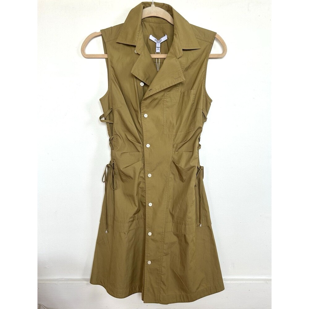 Derek Lam 10 Crosby Women's Sz 2 Amber Green Serena Side Lace Up Mini Dress NEW